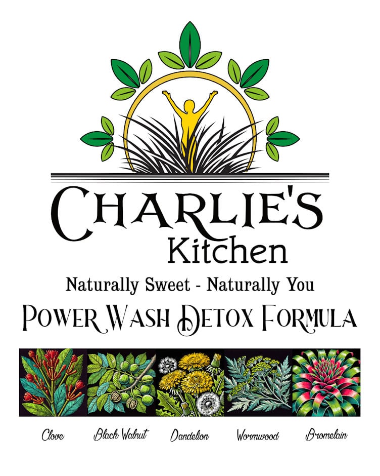 Discover Charlie's Kitchen Power Wash Detox Formula, crafted with potent botanicals like Clove, Black Walnut, Dandelion, Wormwood, and Bromelain. These plant-based, no-sugar-added gummies support natural detox and digestive health, offering a gentle cleanse to enhance vitality. Try Charlie's Kitchen's unique blend for a refreshing detox journey!