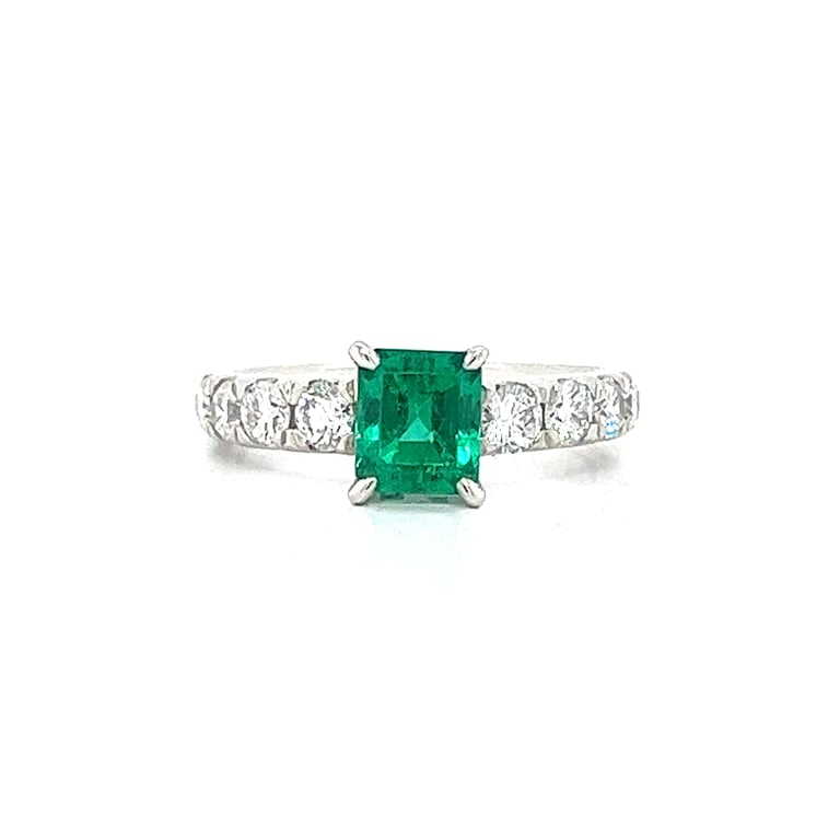 0.97ct Emerald and Diamond Dress Ring
