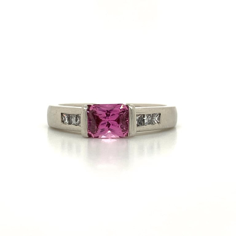 1ct Pink Sapphire and Diamond Dress Ring