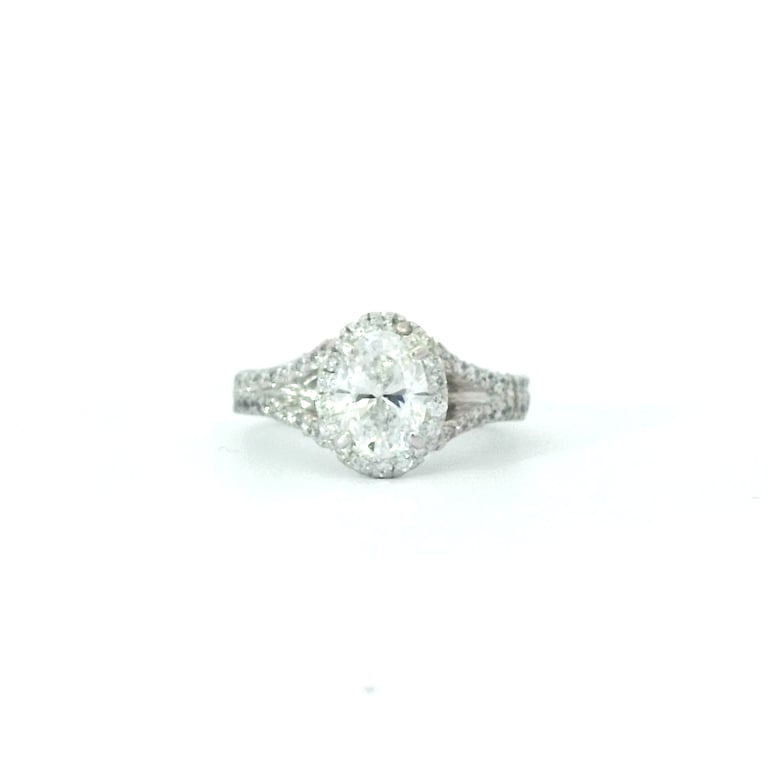 1ct D SI2 Oval Halo Engagement Ring