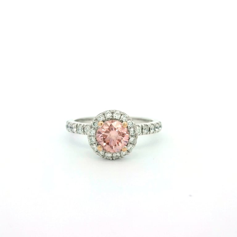 0.70ct Intense Pink Lab-Diamond Halo Ring