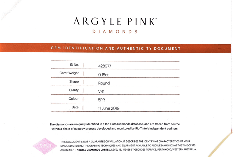 0.15ct 5PR VS1 Round Pink Rose Diamond