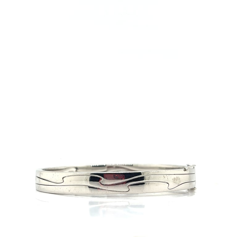 18ct White Gold George Jensen Puzzle Style Bangle