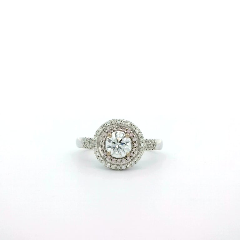 0.5ct E/SI and Pink Diamond Double Halo Ring