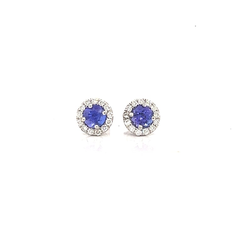 1.5ct Tanzanite and Diamond Halo Earrings