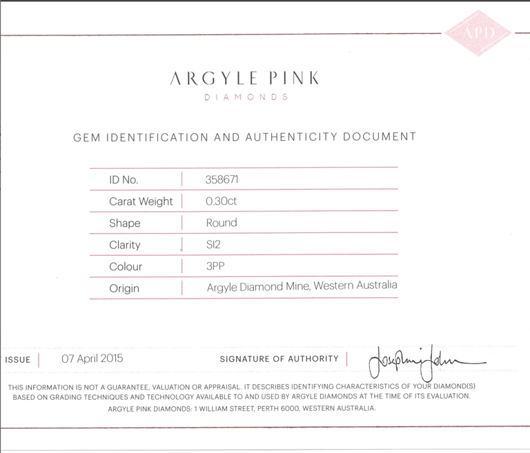 0.30ct 3P SI2 Round Pink Diamond