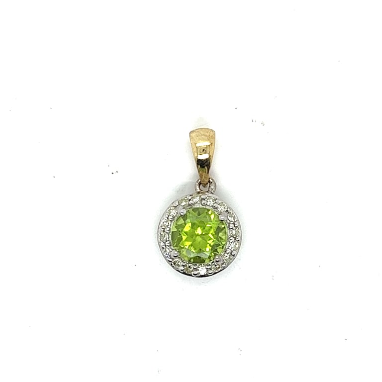 Peridot and Diamond Halo Pendant