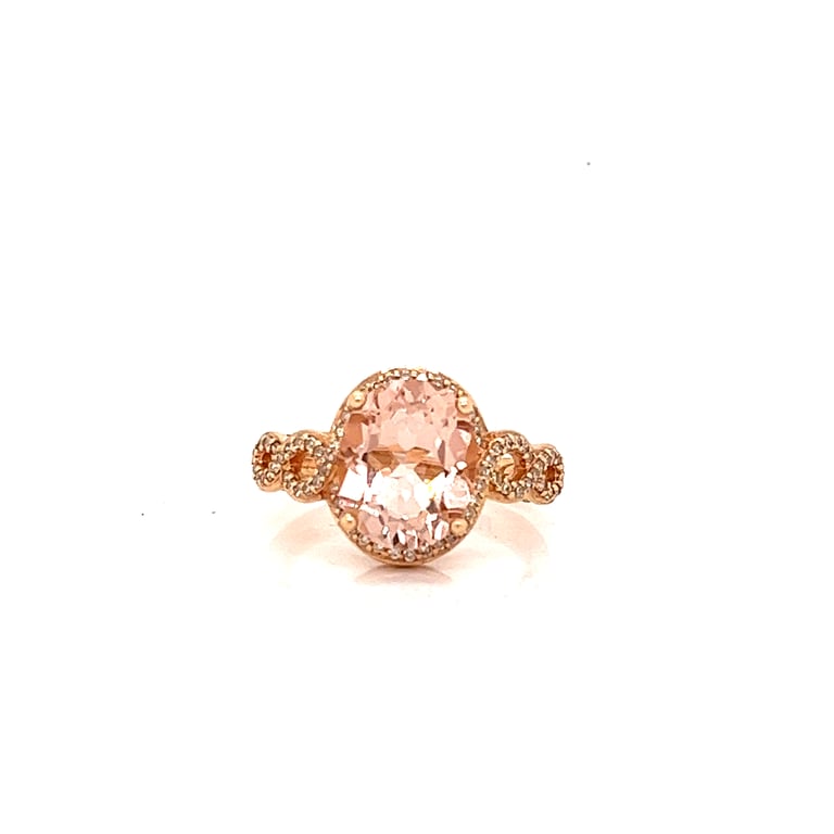 ADR2202033 &ndash; Dress Ring &ndash; 3ct Morganite and Diamond Halo