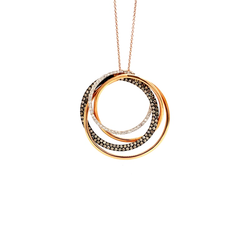 1ct White and Champagne Diamond Multi-Circle Pendant