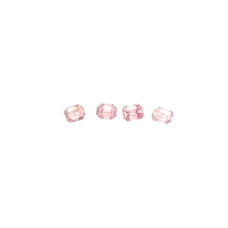 4 x 0.06-0.075ct 4P VS Emerald Cut Pink Diamonds