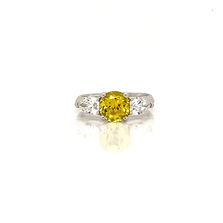 1.8ct Yellow Sapphire and Diamond Trilogy Dress Ring