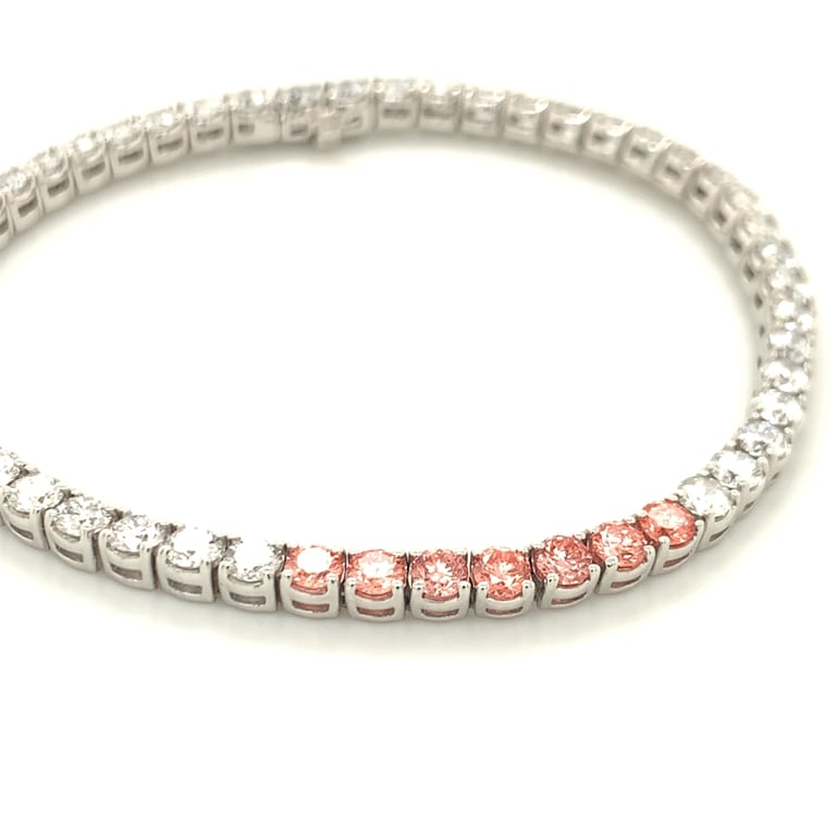 6ct Pink and White Lab-Diamond Tennis Bracelet