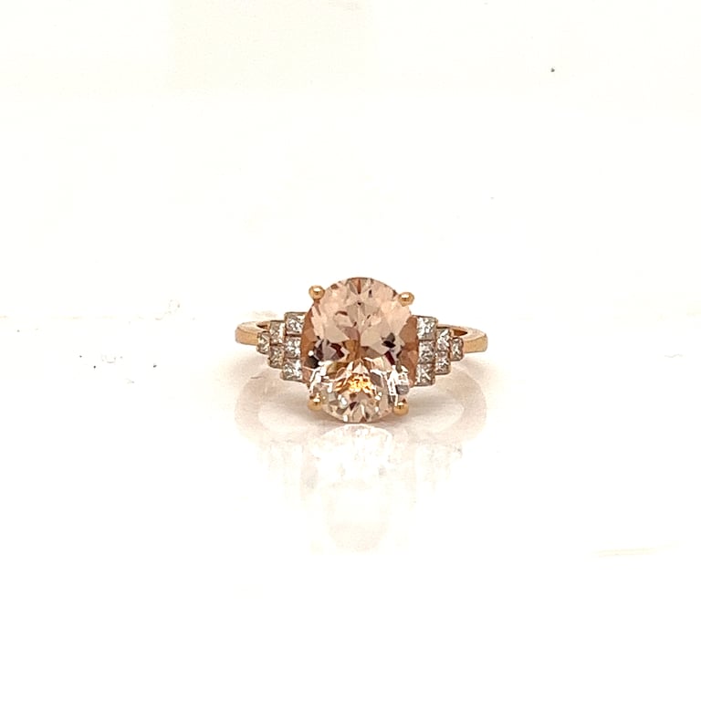 ADR2202034 &ndash; Dress Ring &ndash; 3ct Oval Morganite and Diamond