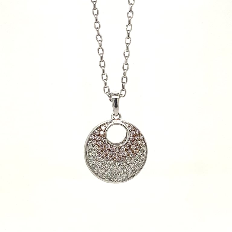 0.50ct Pink and White Diamond Solid Circle Pendant