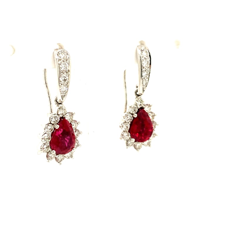 2ct Ruby and Diamond Halo Earrings