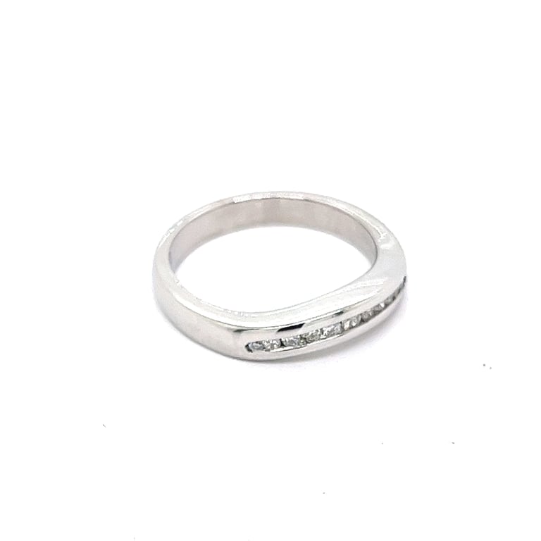 Curved Channel Set Diamond Wedding Ring