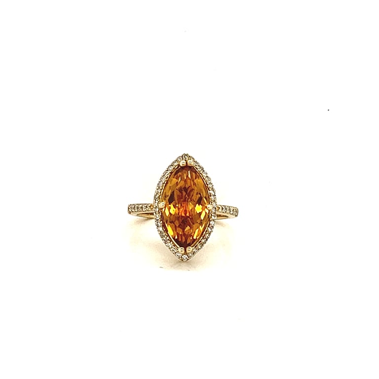 10ct Citrine and Diamond Halo Dress Ring