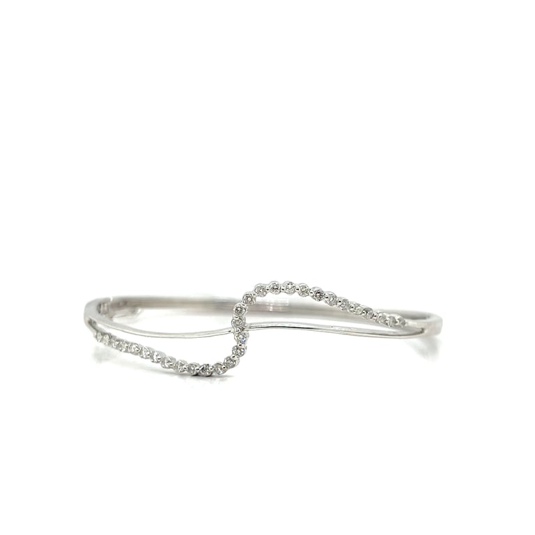 18ct Gold Bangle with Diamond Wave Design