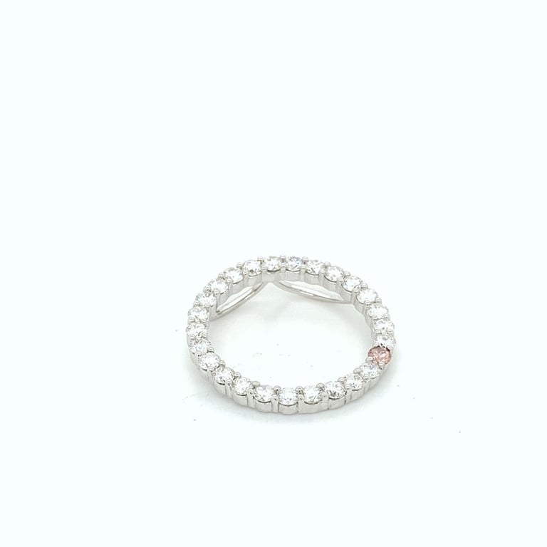 1ct Pink and White Diamond Circle Pendant
