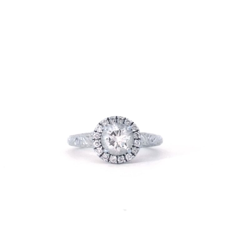 1ct D SI2 Round Halo Engagement Ring