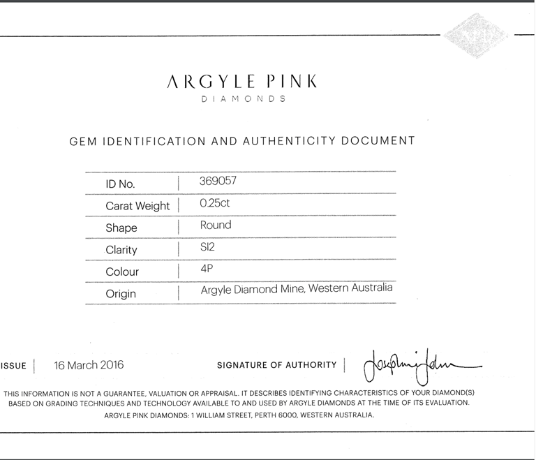 0.25ct 4P SI2 Round Pink Diamond