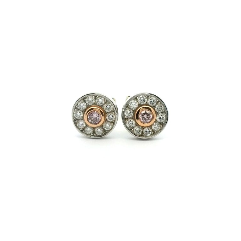 0.14ct 5P SI Round Pink Diamond Halo Earrings
