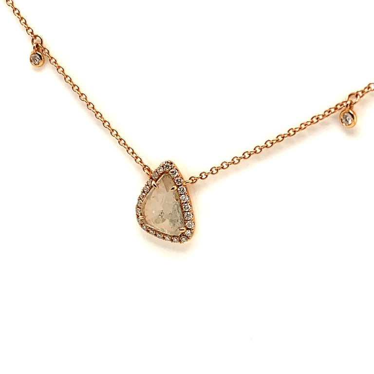 Salt and Pepper Diamond Slice Pendant