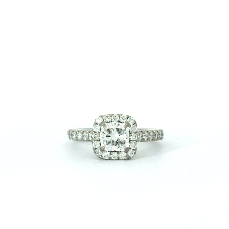 1ct F SI2 Cushion Halo Engagement Ring