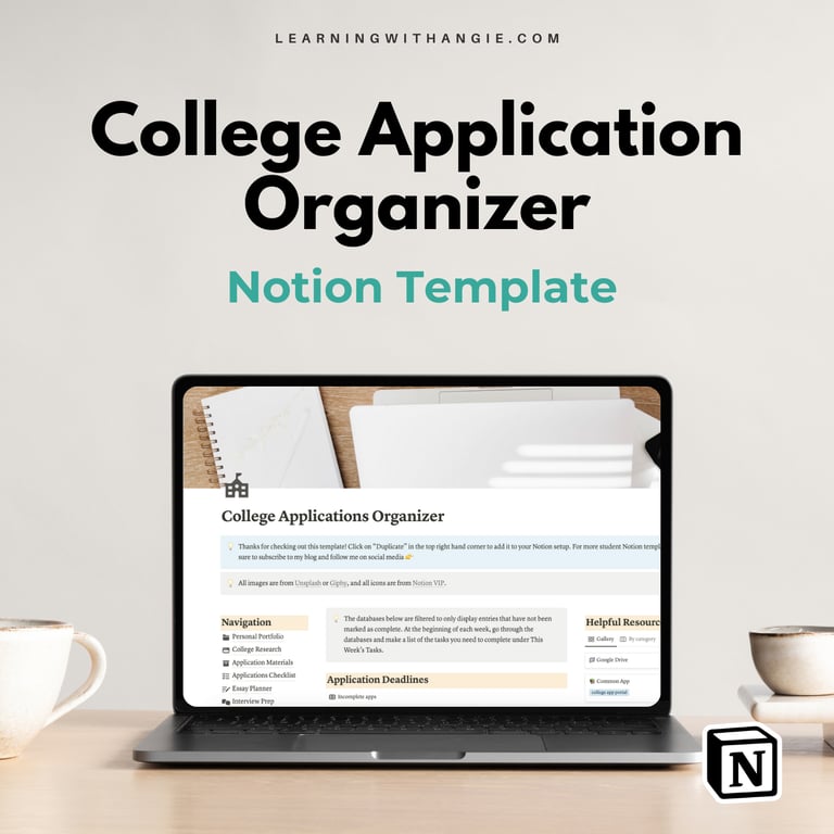 Cover of All-in-One College Application Organizer from Learning with Angie