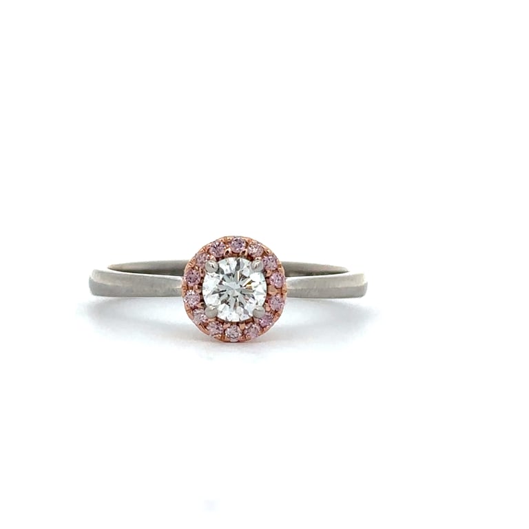 Emmeline -1ct Round Diamond and Pink Halo Engagement Ring