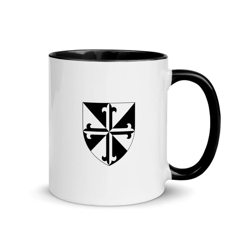 Dominican Crest on a white and black mug