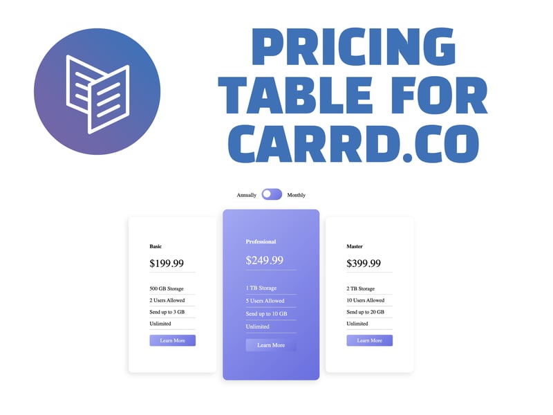 pricing table carrd.co