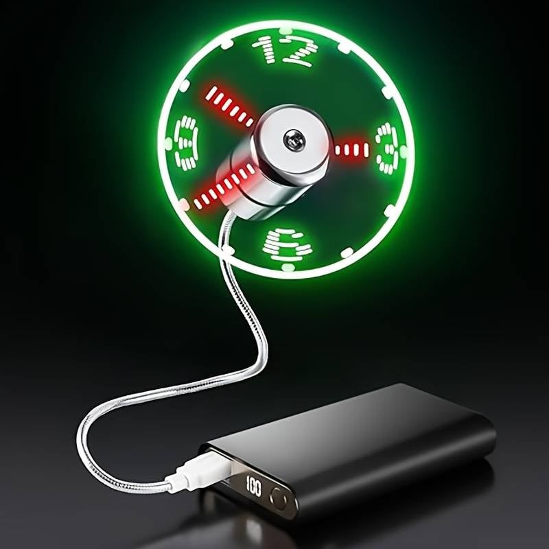 Ventilateur USB LED Portable Avec Affichage De L'heure