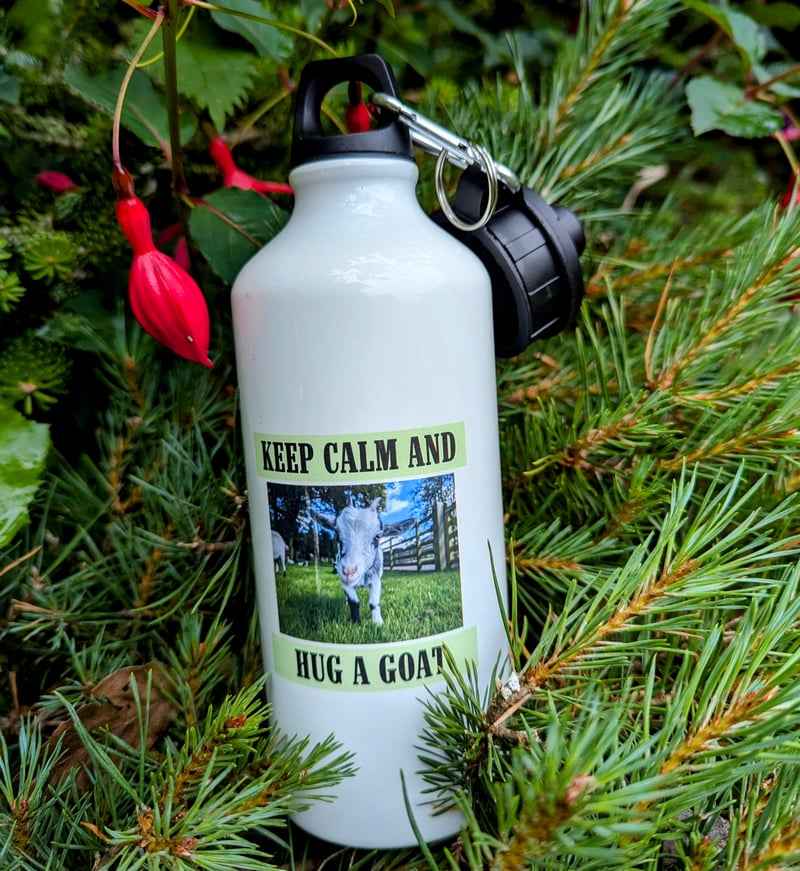  Keep calm and hug a goat water bottle