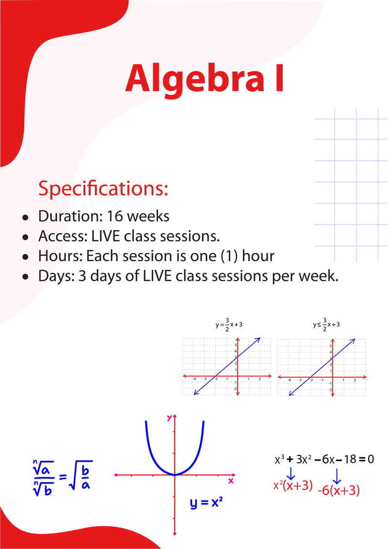 Algebra i starting july 15 2024 eduboost academy