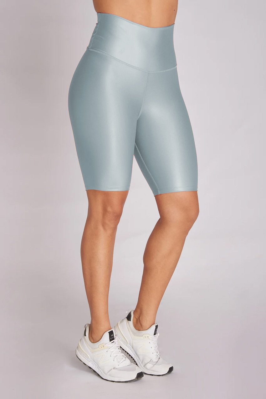 Metallic dark grey biker - short