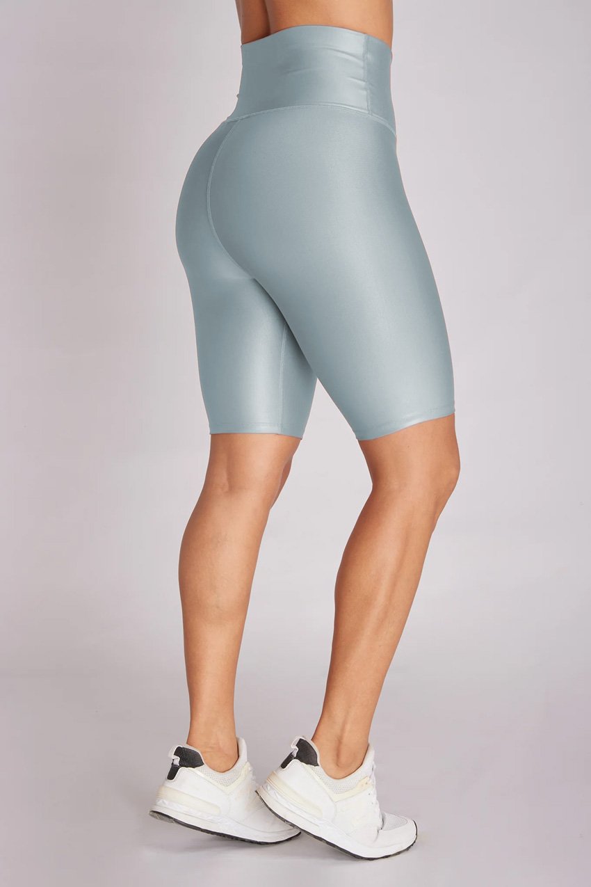 Metallic dark grey biker - short