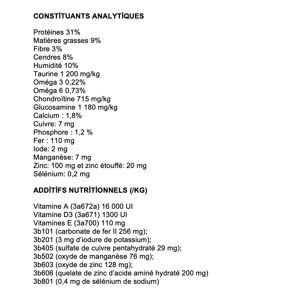 constituant grain free chat