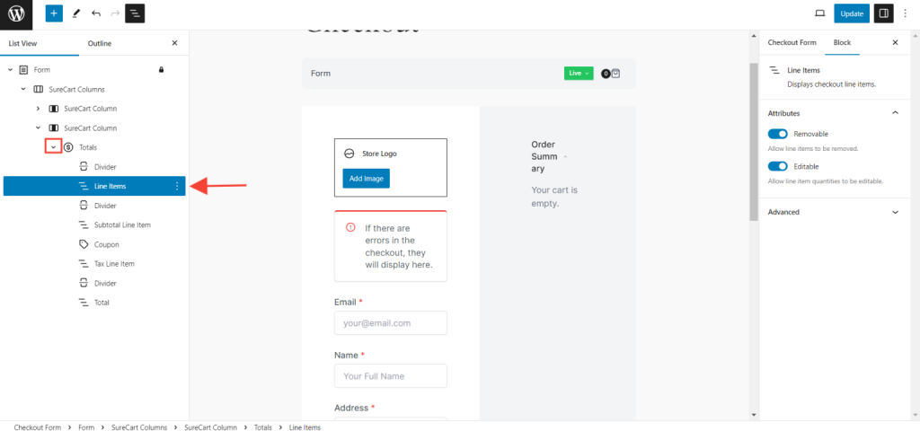 How to Disable Editing Quantities in Your Checkout Form Line items