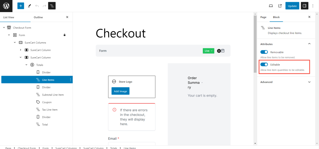 How to Disable Editing Quantities in Your Checkout Form Editable