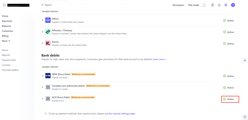 How to Enable Bank Transfer, Klarna, Clearpay, and More On Your SureCart Store Stripe ACH Debit