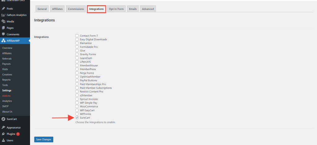 How to Integrate AffiliateWP with SureCart Integrations