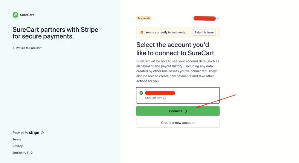 connect your stripe account