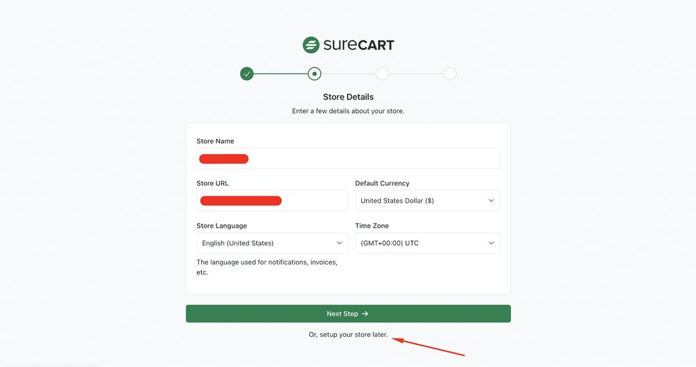 Getting started with SureCart - Setup your store later