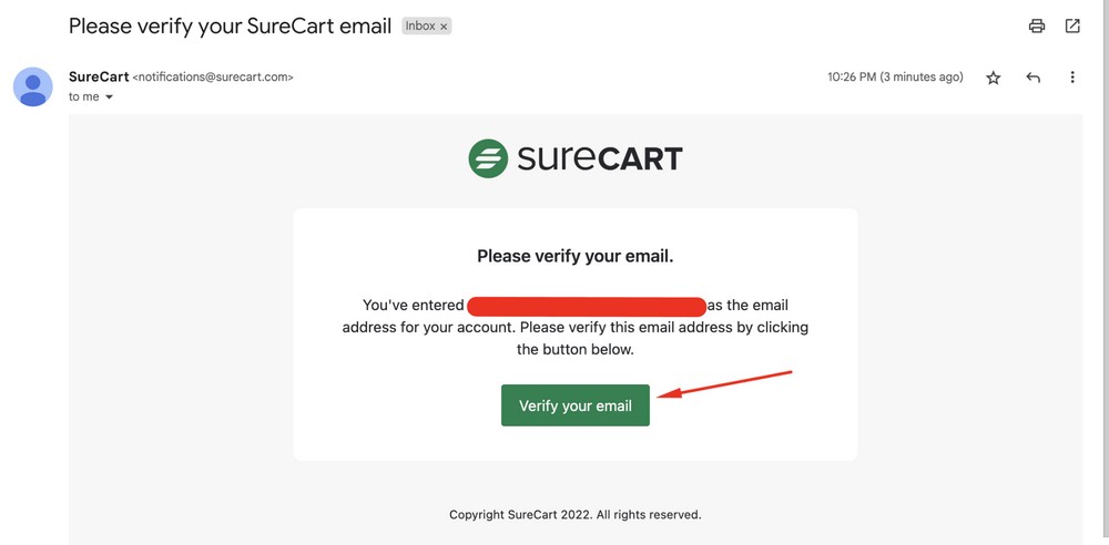 Getting started with SureCart verify your email