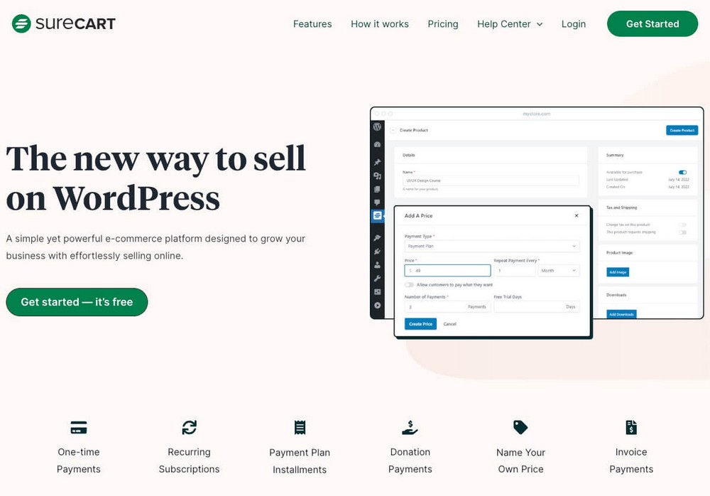 SureCart plugin selling WordPress