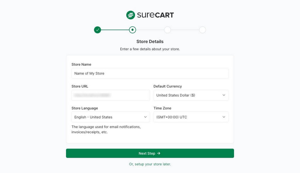 SureCart store data Wizard