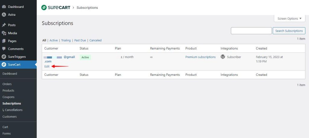How to Cancel the Subscriptions in SureCart? SureCart-Subscriptions-edit