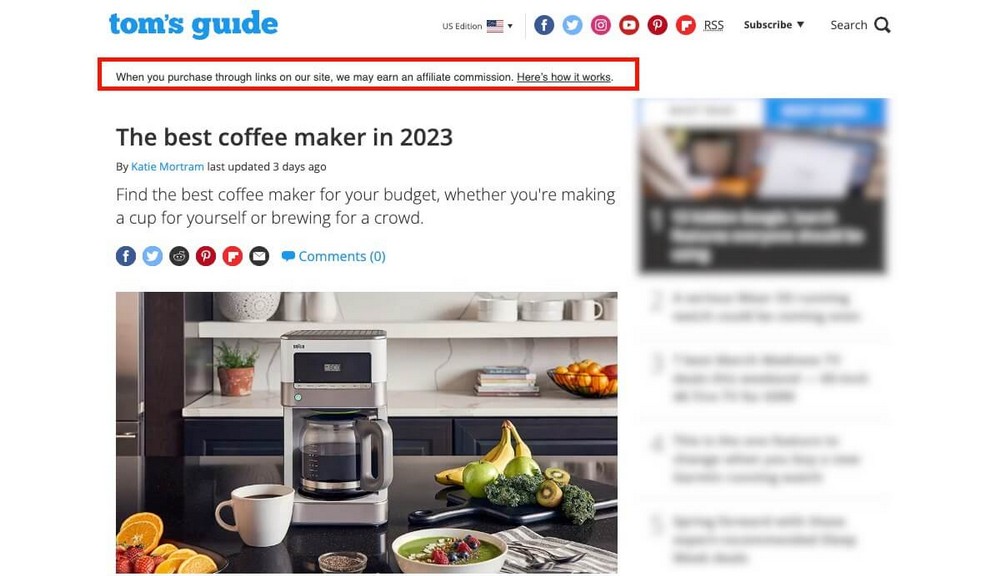 13 Profitable and realistic online business ideas to make money from home Example of affiliate site
