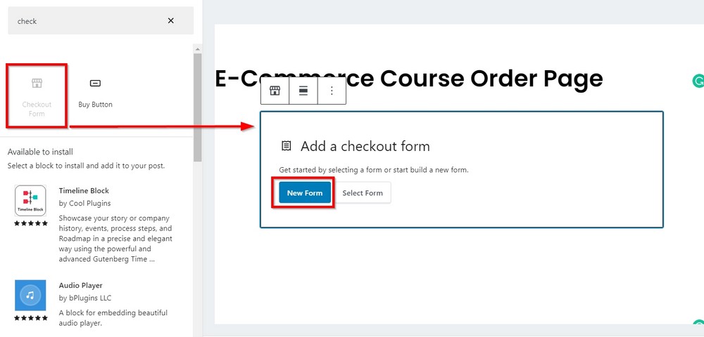 add checkout form to order page